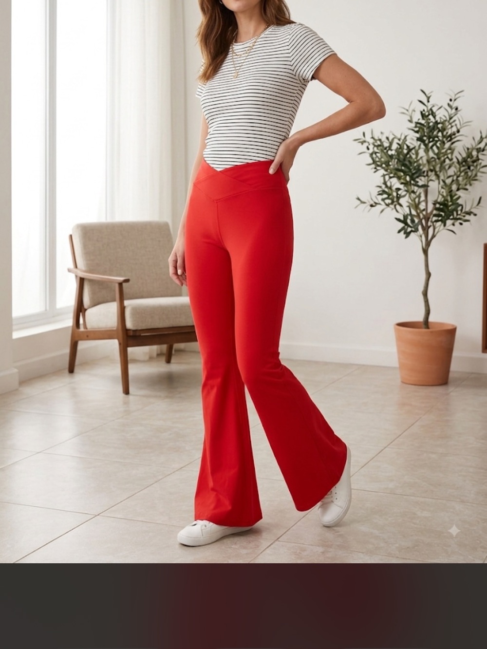 Leggings Size 2X Women's Red Flared High-Rise Pants good condition